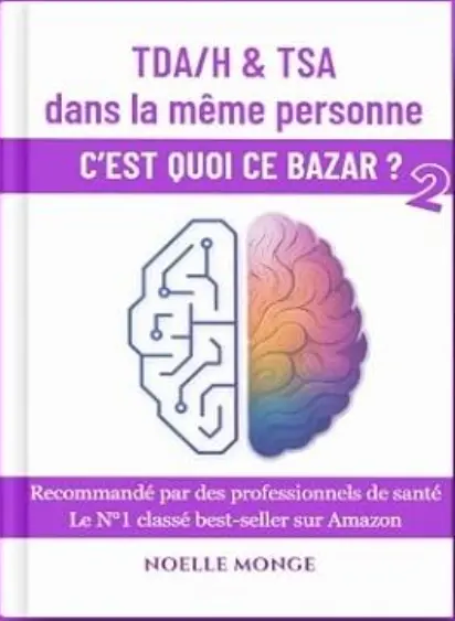 Couverture librairie avec le cerveau du livre TDAH et TSA dans la même personne